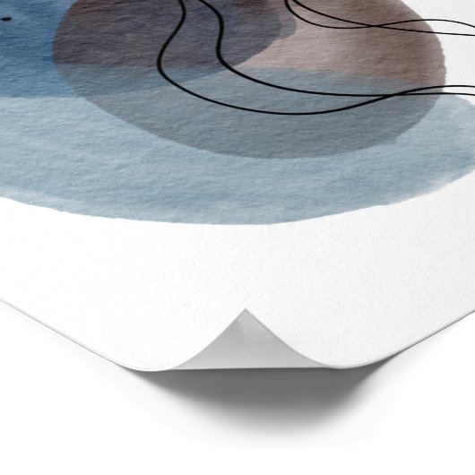 コンテンポラリーモダン抽象芸術アートブルーピンクブラック ポスター (角)