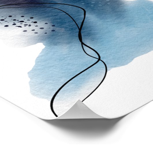 コンテンポラリーモダン抽象芸術アートブルーブラック ポスター (角)