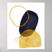 コンテンポラリーモダン抽象芸術金ゴールド海軍 ポスター (正面)