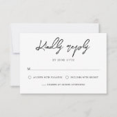 コンテンポラリーモダン白黒結婚の 出欠カード (正面)