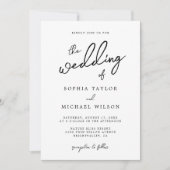 コンテンポラリーモダン白黒結婚の 招待状 (正面)