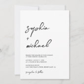 コンテンポラリーモダン白黒結婚の 招待状 (正面)