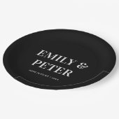 コンテンポラリーモダン白黒結婚ミニマル ペーパープレート (アングル)