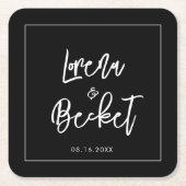 コンテンポラリーモダン結婚の スクエアペーパーコースター (正面)