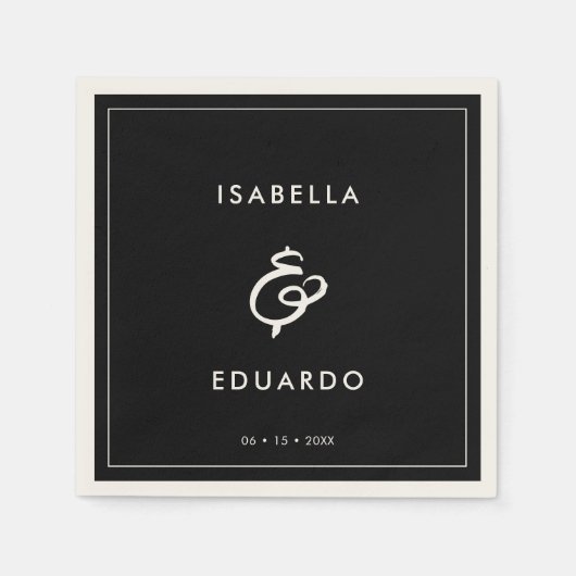 コンテンポラリーモダン結婚の スタンダードカクテルナプキン (正面)