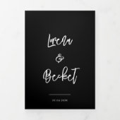 コンテンポラリーモダン結婚黒の写真 三つ折り招待状 (カバー)