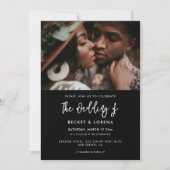 コンテンポラリーモダン結婚黒の写真 招待状 (正面)