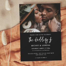 コンテンポラリーモダン結婚黒の写真 招待状