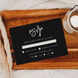 コンテンポラリーモダン結婚黒料理 出欠カード