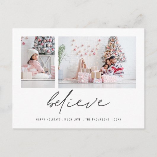 コンテンポラリー信じ2枚の写真スクリプトクリスマス ポストカード (正面)