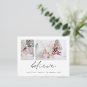 コンテンポラリー信じ2枚の写真スクリプトクリスマス ポストカード (スタンド正面)