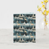 コンテンポラリー山水と鹿のクリスマス カード (黄色い花)