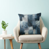 コンテンポラリー心地よい:グレーとブルーの抽象芸術 クッション (椅子)