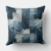 コンテンポラリー心地よい:グレーとブルーの抽象芸術 クッション (裏面)
