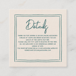 コンテンポラリー手書きレトロ結婚の詳細 エンクロージャーカード