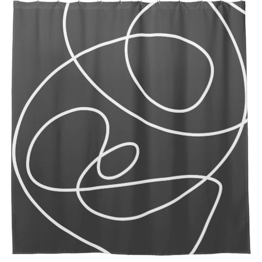 コンテンポラリー抽象芸術アモダンートシック白黒 シャワーカーテン (正面)