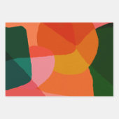 コンテンポラリー抽象芸術アートグリーン&オレンジ ラッピングペーパーシート (正面3)