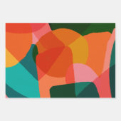 コンテンポラリー抽象芸術アートグリーン&オレンジ ラッピングペーパーシート (正面2)