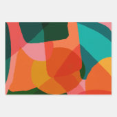 コンテンポラリー抽象芸術アートグリーン&オレンジ ラッピングペーパーシート (正面)