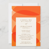 コンテンポラリー抽象芸術アートシック結婚オレンジ 招待状 (正面)