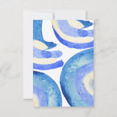 コンテンポラリー抽象芸術アートブルーウォーター結婚カラー 出欠カード (裏面)
