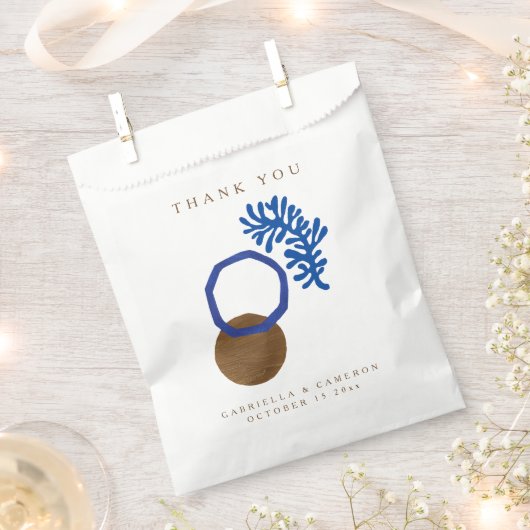 コンテンポラリー抽象芸術シェイプアートブルー結婚タン フェイバーバッグ (クリップ留めされた状態)