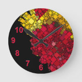 コンテンポラリー抽象芸術ジオメトはっきりしたリの赤い数字 ラウンド壁時計 (正面)