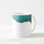 コンテンポラリー抽象芸術ターコイズ金ゴールドインクアート コーヒーマグカップ (正面右)