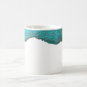 コンテンポラリー抽象芸術ターコイズ金ゴールドインクアート コーヒーマグカップ (中央)