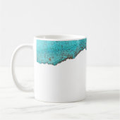 コンテンポラリー抽象芸術ターコイズ金ゴールドインクアート コーヒーマグカップ (左)