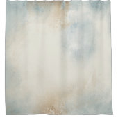 コンテンポラリー抽象芸術ブルークリーム金ゴールド シャワーカーテン (正面)