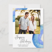 コンテンポラリー抽象芸術ブルー水彩写真 シーズンカード (正面)