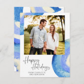 コンテンポラリー抽象芸術ブルー水彩写真 シーズンカード (正面/裏面)