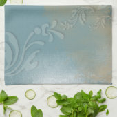 コンテンポラリー抽象芸術ブルー金ゴールド旋回 キッチンタオル (折り畳み)