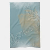 コンテンポラリー抽象芸術ブルー金ゴールド旋回 キッチンタオル (縦)