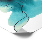 コンテンポラリー抽象芸術モダンティール(緑がかった色)グリーンブラック ポスター (角)