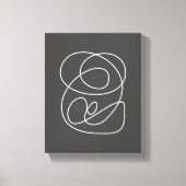 コンテンポラリー抽象芸術ラインアートシック白黒 キャンバスプリント (正面)