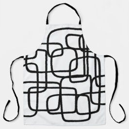 コンテンポラリー抽象芸術ラインアートブラック&ホワイト エプロン