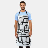 コンテンポラリー抽象芸術ラインアートブラック&ホワイト エプロン (着用した状態)
