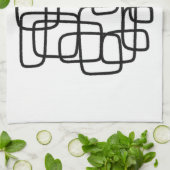 コンテンポラリー抽象芸術ラインアートブラック&ホワイト キッチンタオル (折り畳み)