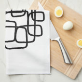 コンテンポラリー抽象芸術ラインアートブラック&ホワイト キッチンタオル (四つ折り)