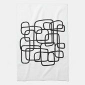 コンテンポラリー抽象芸術ラインアートブラック&ホワイト キッチンタオル (縦)