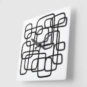 コンテンポラリー抽象芸術ラインアートブラック&ホワイト スクエア壁時計 (傾斜)