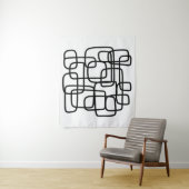 コンテンポラリー抽象芸術ラインアートブラック&ホワイト タペストリー (インサイチュ)