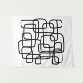 コンテンポラリー抽象芸術ラインアートブラック&ホワイト タペストリー (正面(横))