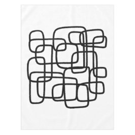 コンテンポラリー抽象芸術ラインアートブラック&ホワイト テーブルクロス