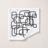 コンテンポラリー抽象芸術ラインアートブラック&ホワイト バスタオルセット (ウォッシュタオル)