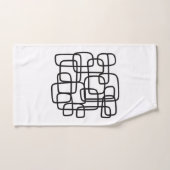 コンテンポラリー抽象芸術ラインアートブラック&ホワイト バスタオルセット (ハンドタオル)