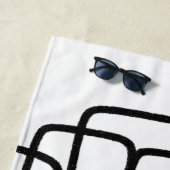 コンテンポラリー抽象芸術ラインアートブラック&ホワイト ビーチタオル (インサイチュ)