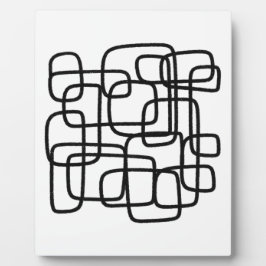 コンテンポラリー抽象芸術ラインアートブラック&ホワイト フォトプラーク